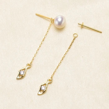 

Women DIY Drop Earrings Findings S925 Sterling Silver Pearl Earrings Components Silver&Gold Color 3Pairs/Lot
