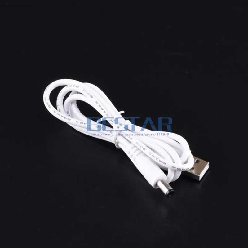 White USB To 5.5*2.5mm /DC 5525 5.5x2.5mm 5.5 mm x 2.5 mm 5.5mm/2.5mm Jack Plug DC Power charging charge Adapter Cable 1M 3FT