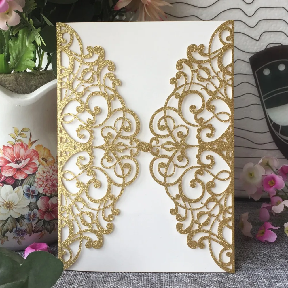 20pcs/lot Exquisite Laser Cut Carved Wedding Invitations Romantic Decorations Birthday Party Invite Banquet Supplies | Дом и сад
