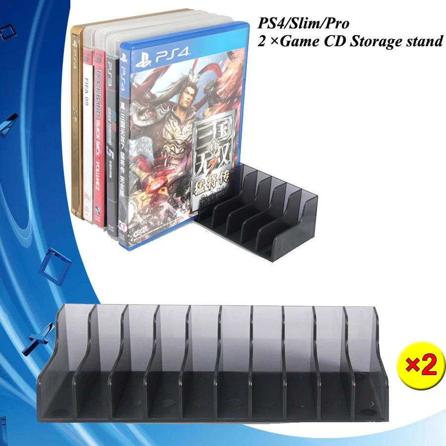

PS4 Accessories 2 pcs PS 4 Slim Pro 10 in 1 Game CD Discs Storage Bracket Holder for Sony Playstation 4 PS4 Games Disk Stand