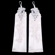 Горячая Кружева Свадебные Перчатки Из Бисера Аппликации Дешевые Бесплатный Размер Белый Красный Черный Невесты Перчатки Свадебные Перчатки Свадебные Аксессуары