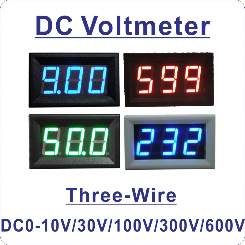 Постоянный ток 0-10 в 0-30 в 0-100 в 0-300 в 0-600 В индикатор напряжения 0-500 В светодиодный цифровой измеритель напряжения вольтметр Панель вольтметр черный Whi