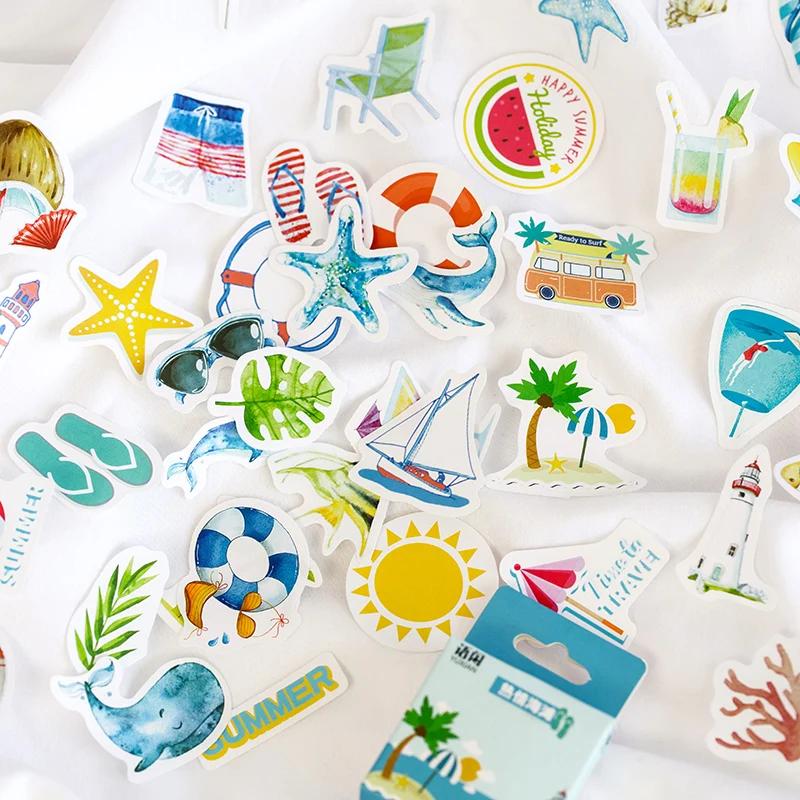 

50 pcs/box Summer time series sticker adhesive Paper Sticker Decora diy Handmade Gift Card photo album Scrapbooking Sticker