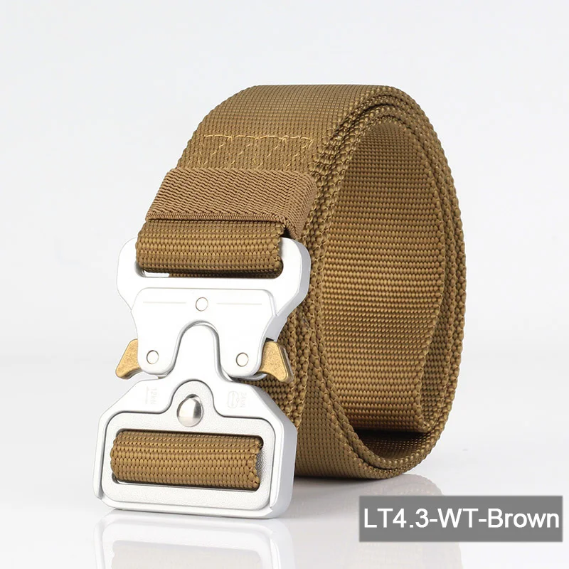 LT4.3-WT-BROWN Поясные ремни практичный тактический ремень Расширенный 4,3 см военный инвентарь мужской тренировочный долговечный безопасный цинковый сплав Пряжка армейский ремень - Цвет: LT4.3-WT-BROWN
