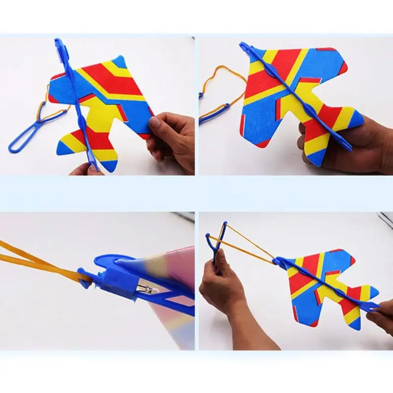 Stretch Flash Helicopter Luminous Toys DIY simple Operation Exercise toy Arrows Aircraft Catapult Flying Toys Practical Ability