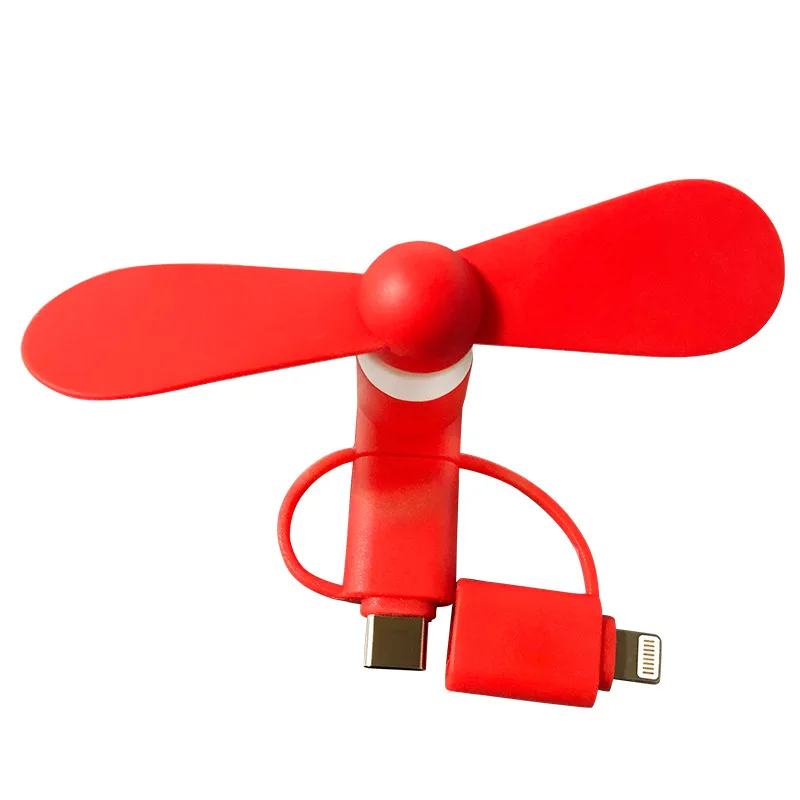 3 IN 1 Travel Portable Cell Phone Mini Fan Cooling Cooler For Micro USB C For iPhone 5 6 6S 7 Plus 8 X for Android Type-c