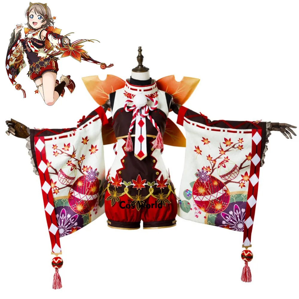 Женское кимоно с принтом Love Live Sunshine Aqours красное платье из клена листьями юката