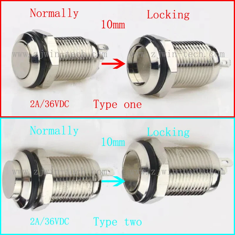 1 шт. 10 мм панель отверстие металлический кнопочный переключатель фиксация питания Кнопка плоская/высокая головка Тип 2A/36VDC самоблокирующийся 3pin пайка IP65