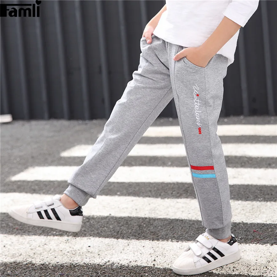 

Famli Boys Sport Autumn Pants 2018 Kids Casual Loose Full Print Mid Elastic Waist Trousers Teenagers Joggers with Pocket