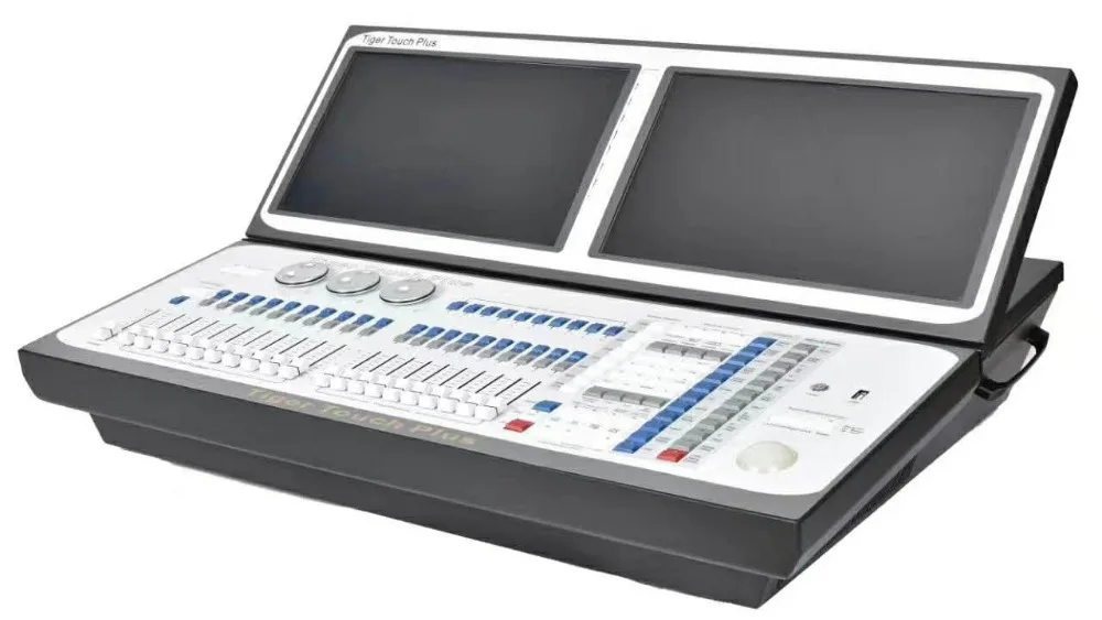 

New Tiger touch plus dmx moving light controller double screen dj console with flightcase titan 11 version disco