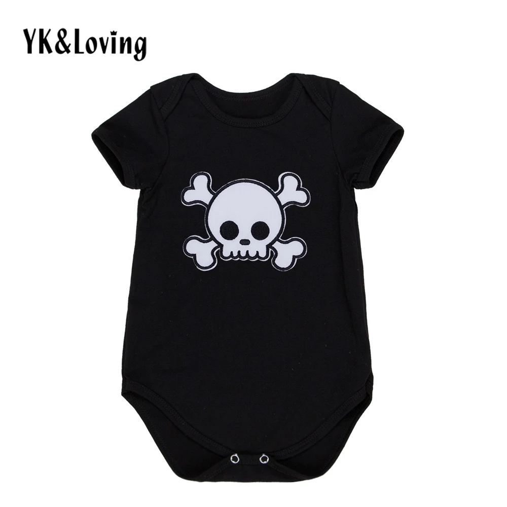 

Summer Baby Boy Romper Cotton Short Sleeve Jumpsuit for 0-2 Years Cool Skull Print Baby Clothes Black Toddler One-Piece Clothing
