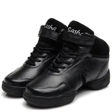 Современные Черные танцевальные кроссовки из натуральной кожи; обувь для джазовых танцев; DS14-B208a; Zapatilla De Deporte;