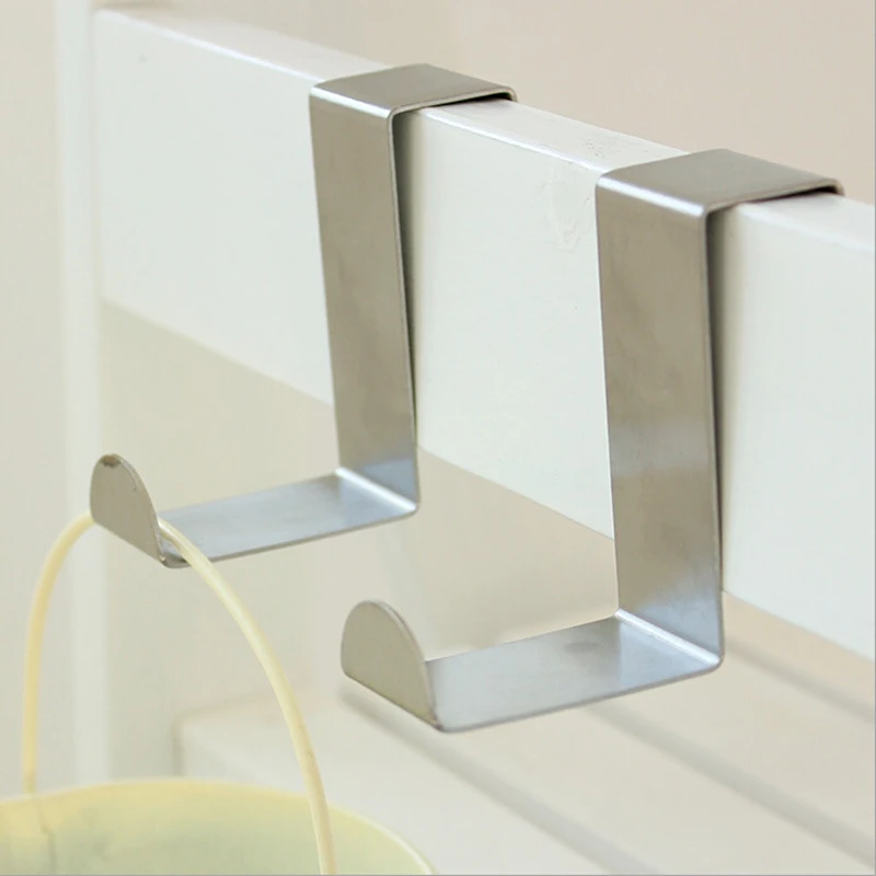 

1pcs/lot Stainless Over Door Hooks Kitchen Cabinet Draw Towel Clothes Pothook can carry 10kg Free Shipping
