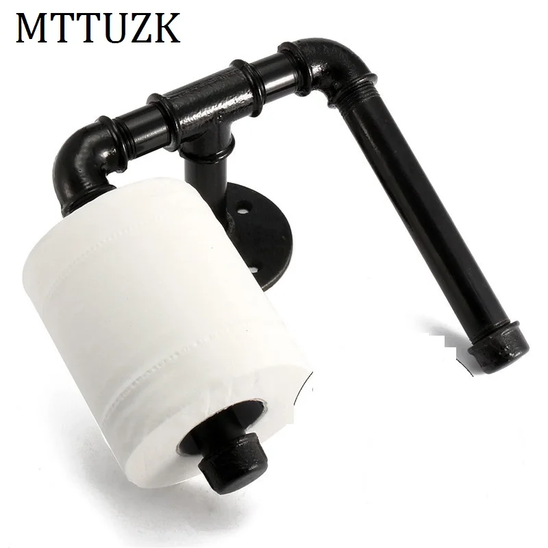 Mrosaa-Bathroom-Paper-Holder-Double-Toilet-Roll-Holder-Rack-Industrial-Retro-Steampunk-Pipe-Black-Iron-for