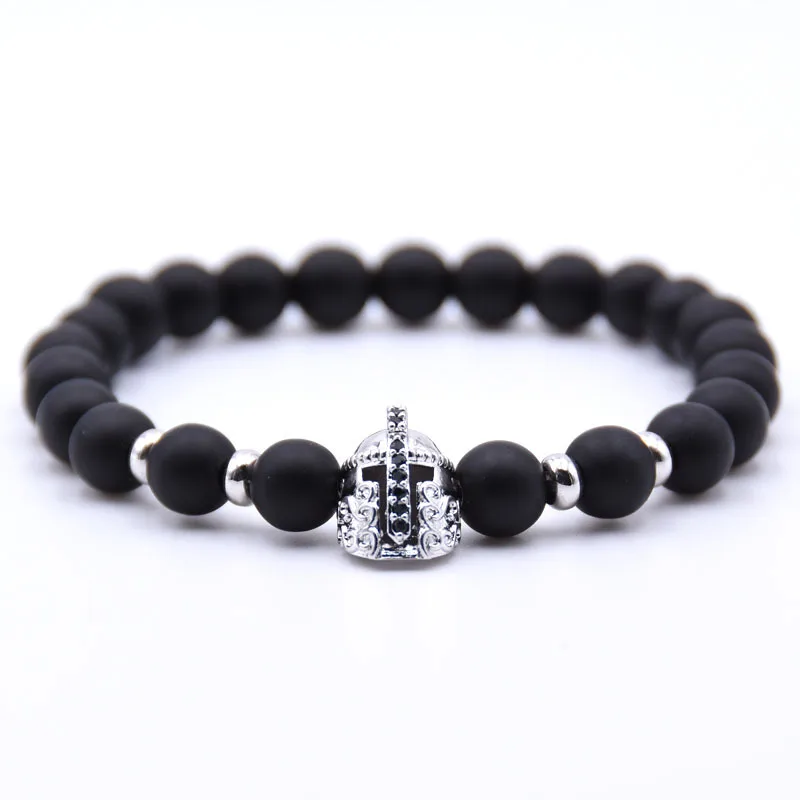 

2018 Straight Knight Roman Spartan Warrior Gladiator Helmet Bracelet Men's Stone Bracelet Spicy Yoga Stretch Bracelet
