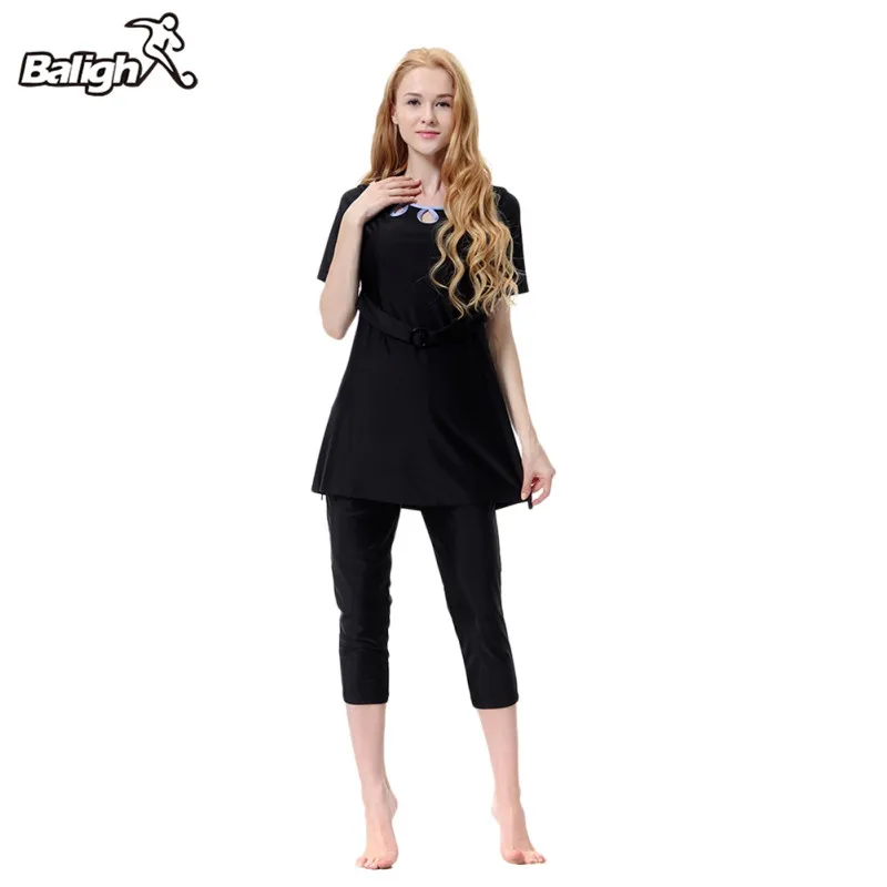 

Balight Women Modest Patchwork Full Cover Long Sleeve Swimsuit Islamic Hijab Islam Burkinis Wear Bathing Suit Muslim Swimwear
