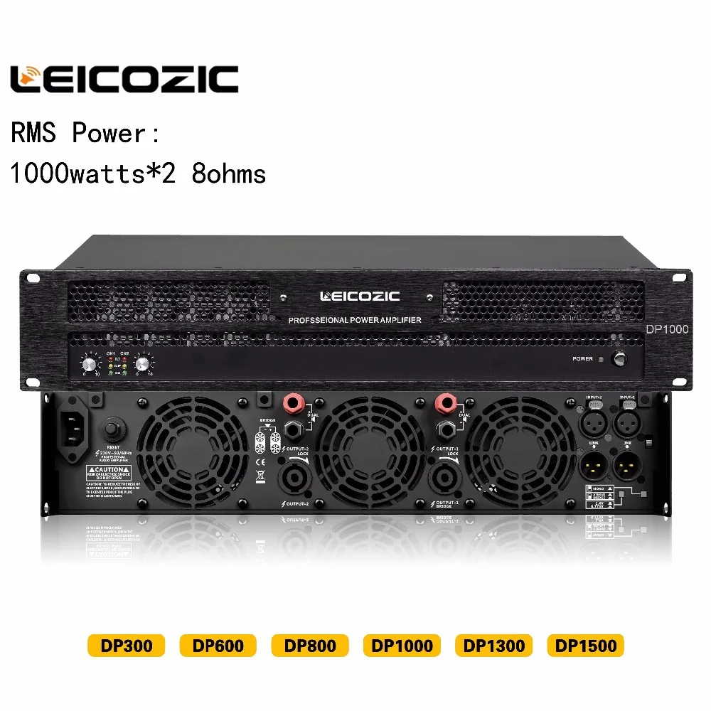 Leicozic DP1000 2 канала Мощность усилитель 1000 Вт+ 1000W класса h легкий 1000W усилитель 2U для концерта, походов в церковь, сцена, студии