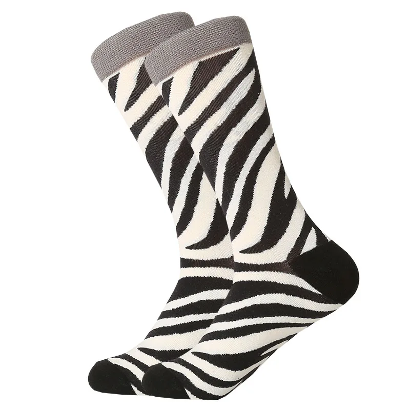 LETSBUY для мужчин S Новинка носки под одежду делового стиля Красочные забавные экипажа носки для девочек с леопардовым принтом геометрические животны - Цвет: 1508C
