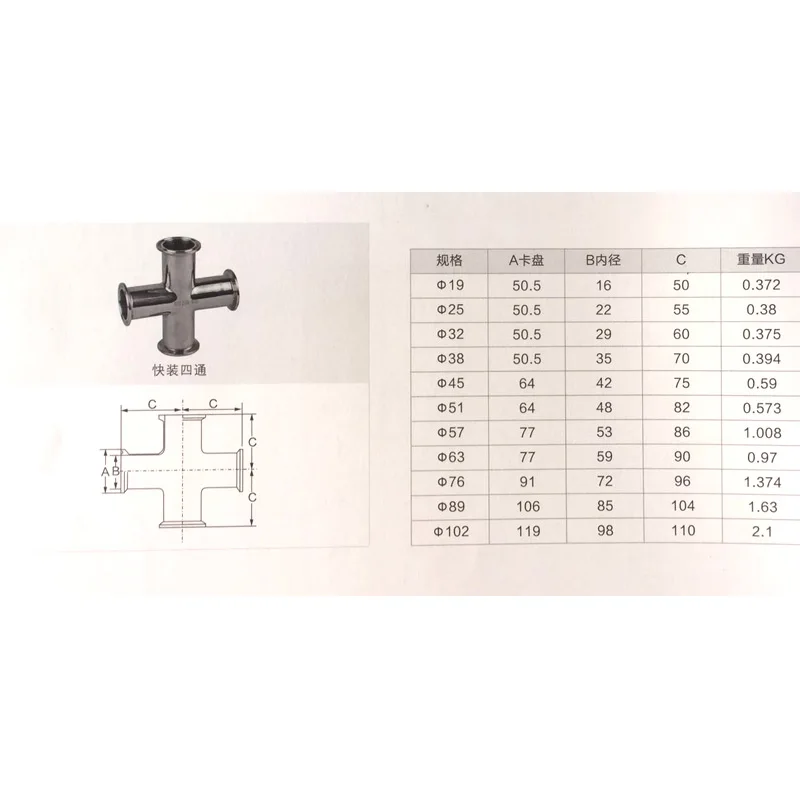 19 мм труба OD Tri Clamp 50,5 мм Feerule OD 304 нержавеющая сталь 304 4 Way Cross санитарный фитинг домашний пивоваренный