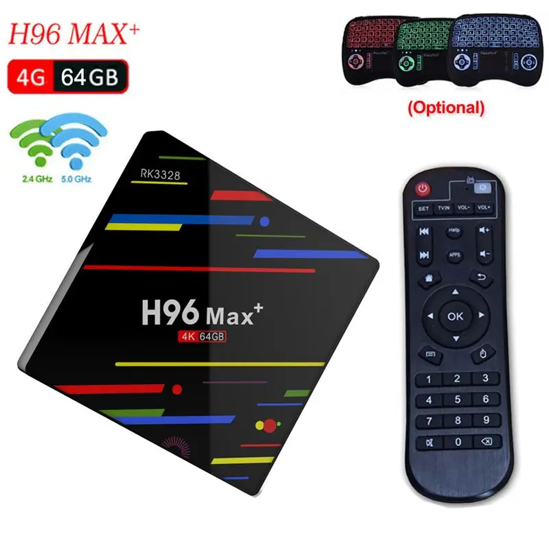 H96 Max plus Android 8 1 4 ГБ 64 Декодер каналов кабельного телевидения Коробки с двумя