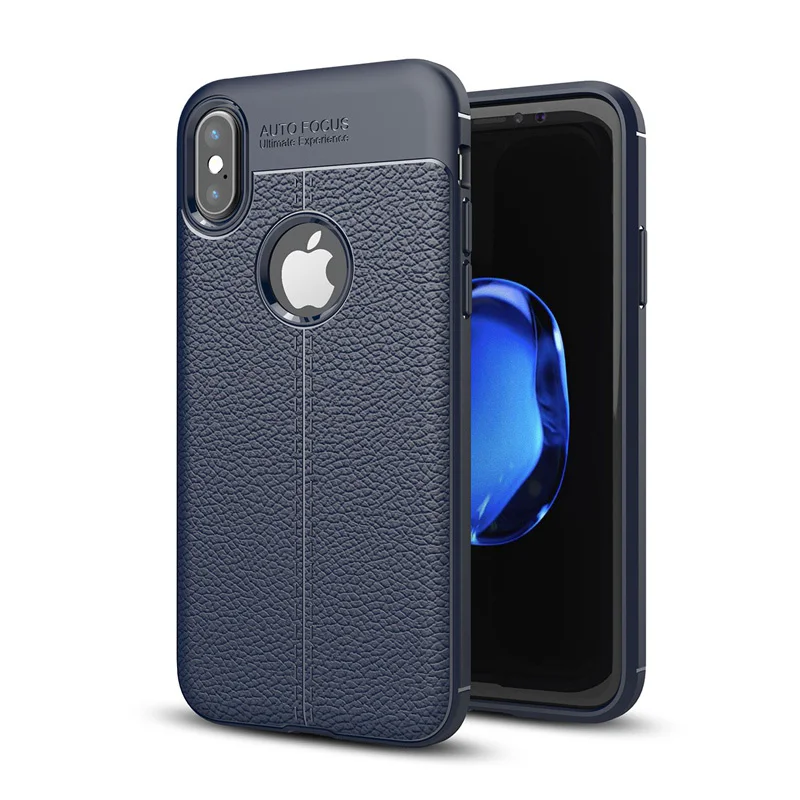 Navy Чехол для телефона Apple IPhone X Обложка Тонкий PU кожа Назад для IPhone х чехол Мягкие силиконовые ТПУ чехол для IPhone X - Цвет: Navy