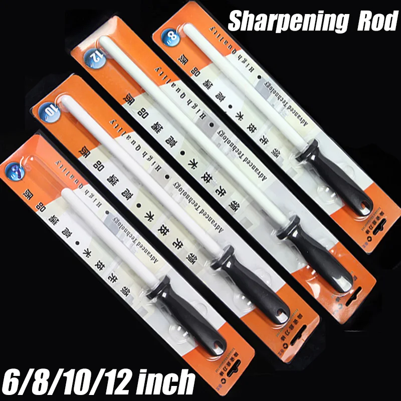 

1 Pcs knife sharpener Sharpening Ceramic (zirconia) Rod with ABS Handle 6"/8"/10"/12" Honing Knife Sharpener for Knives