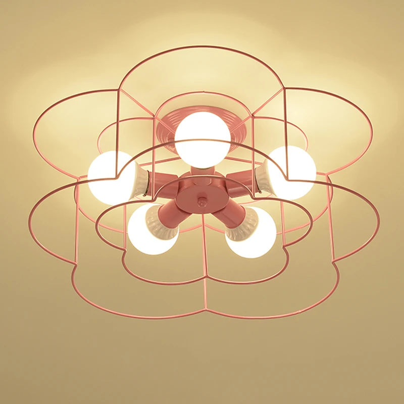 

Modern geometric children's room ceiling lamp wrought iron Flower ceiling light Nordic living room bedroom aisle Lighting G309