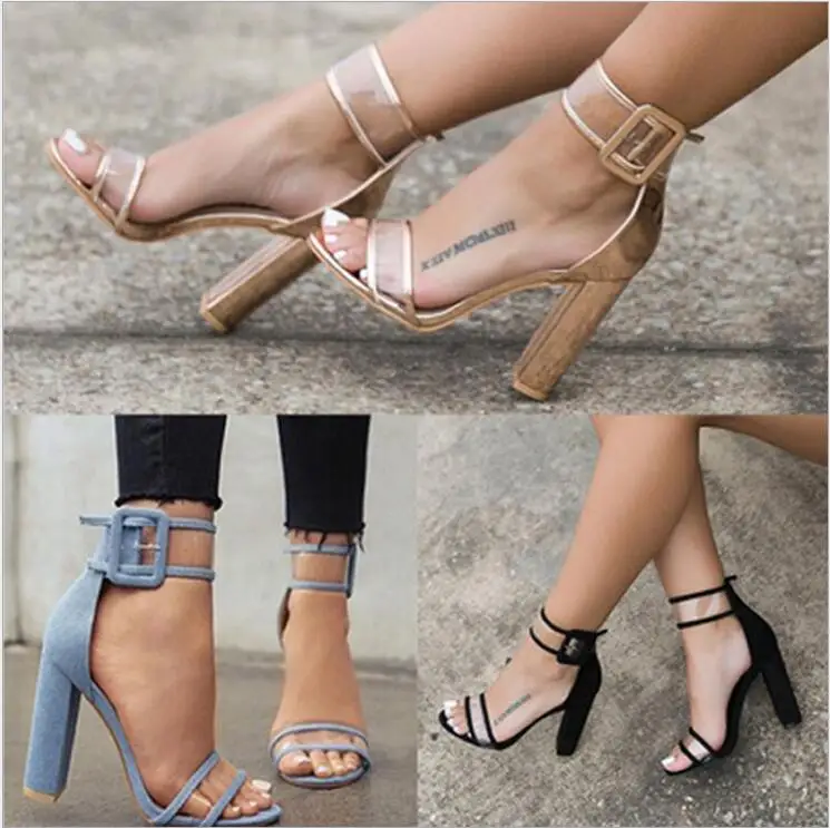 GZGCC Women Platform Sandals Gladiator High Heels Clear Buckle Strap Spring Summer Sexy Woman