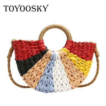

TOYOOSKY Rattan Bags Handbags For Women 2019 Bali Bohemian Summer Beach Bag Fashion Hot Shoulder Crossbody Round bolsa Straw Bag