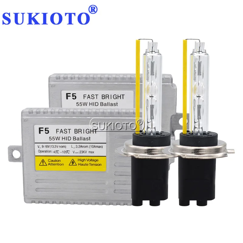 

SUKIOTO Fast Bright AC 55W F5 HID Ballast Xenon Kit 5500K Xenon H1 H3 H7 H11 HB3 HB4 9012 D2H HID Car Headlight Bulb 55W HID Kit