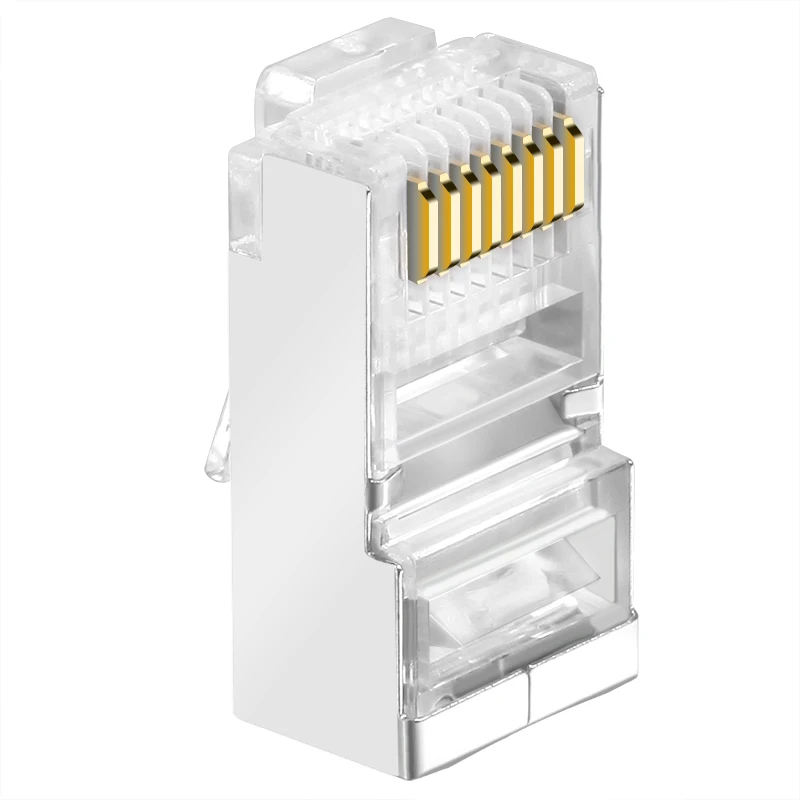 CNCOB RJ45 Connectors Shielded 8P8C 100PCS Network Plug for Cat5 Cat5e Stranded Cable FTP