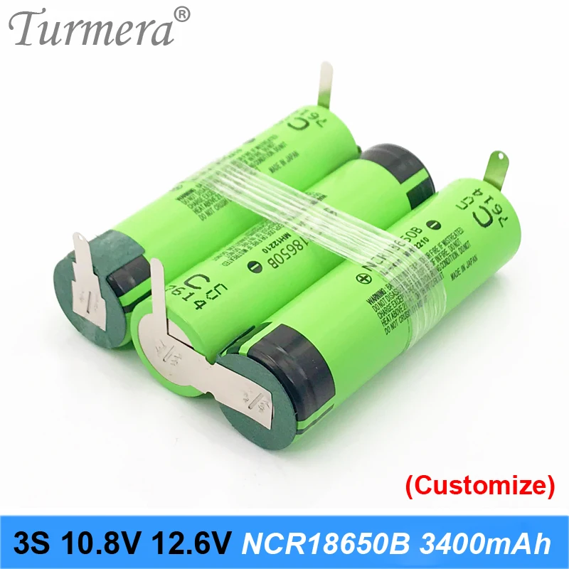 3s battery 18650 pack for panasonic ncr18650b 3400mah 10.8v 12.6v welding solder battery for screwdriver tools battery customized battery 02