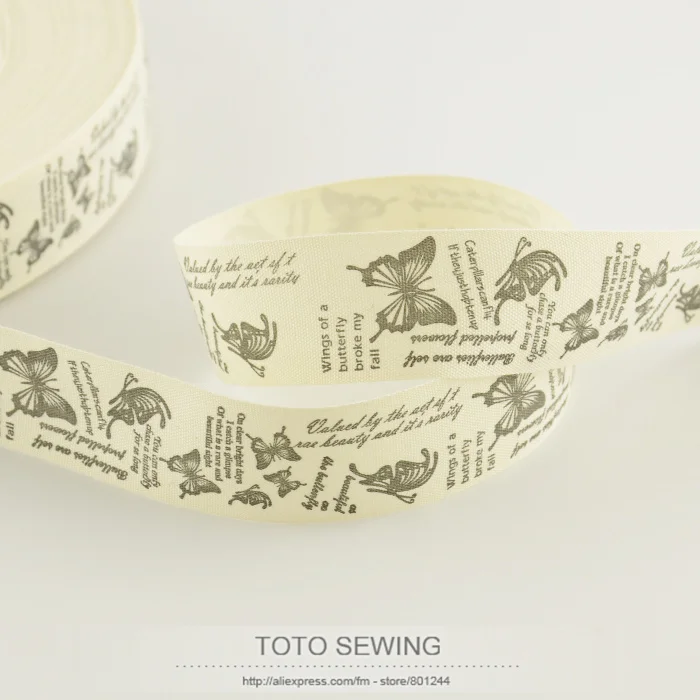 

Retail mini.order is $5 (mix order) 2.5CM width label Zakka cotton ribbons butterfly label TOTO sewing accessory free shipping