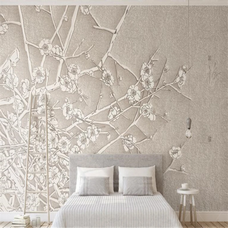 beibehang wallpaper for walls 3 d Custom simple 3d wallpaper plum tree