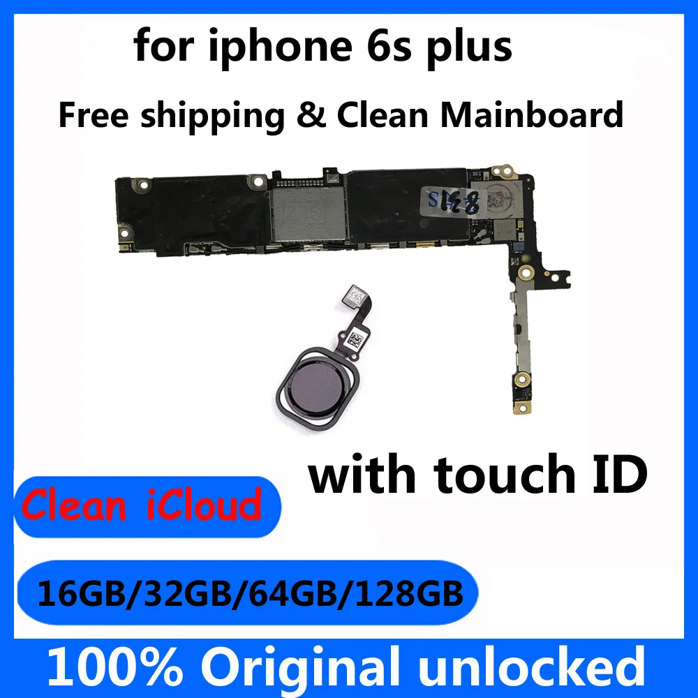 

Free shipping Original 16GB 32GB 64GB 128GB for iphone 6s plus Mainboard with / without Touch ID for iphone 6splus Motherboard