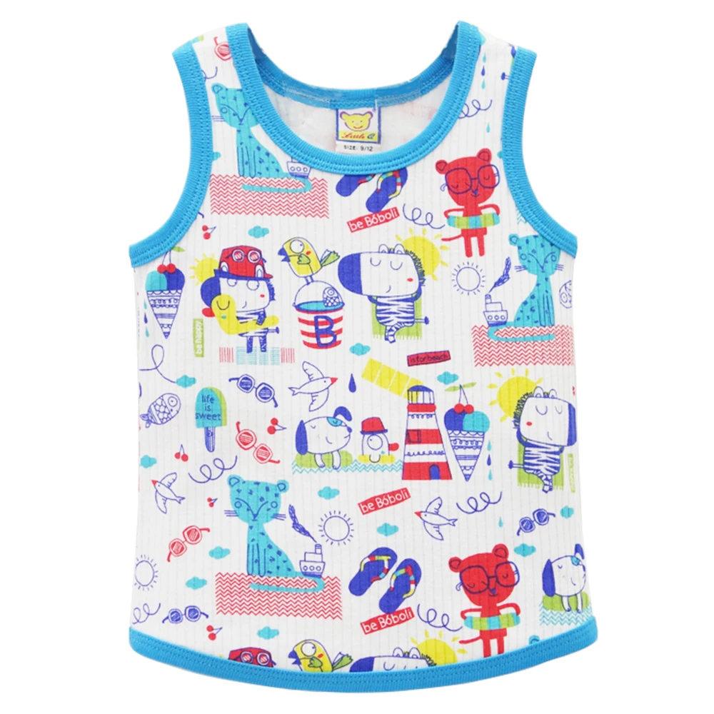 

2019 Baby Boys Summer Sleeveless Tops Children Girls Pure Cotton Soft Vest O-Neck Toddler Shirt