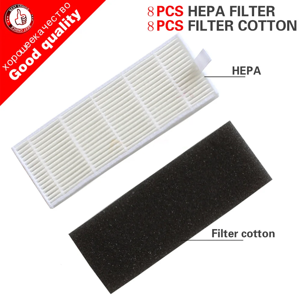 

8Pcs 16Pcs HEPA Filters Element+8pcs Filter Cotton for Ecovas DN621 DN621+ DN620 for ILife A6 A4 A4S New