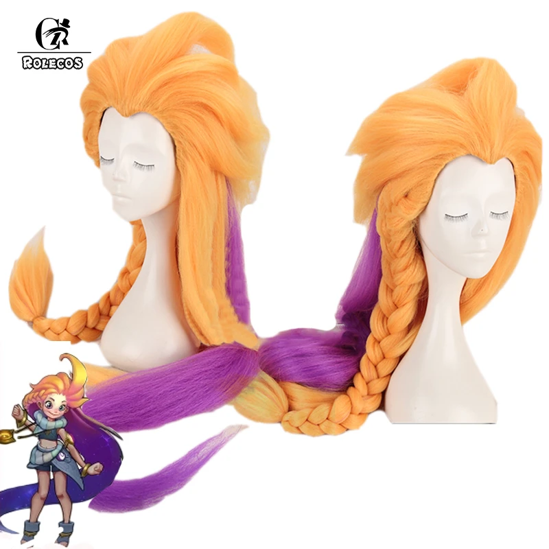 Rolecosゲームキャラクター笑コスプレ帽子zoeコスプレ側面トワイライト130センチメートル 51 2インチロングオレンジパープル合成髪 Costume Accessories Aliexpress