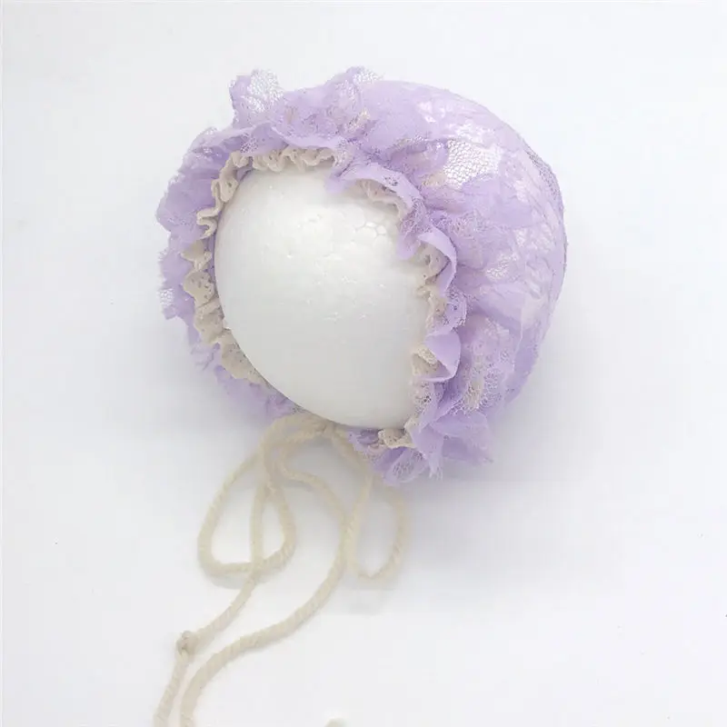 Newborn Photography Props Baby Girl Lace Princess Hats Handmade Flower Infant Caps - Цвет: 9