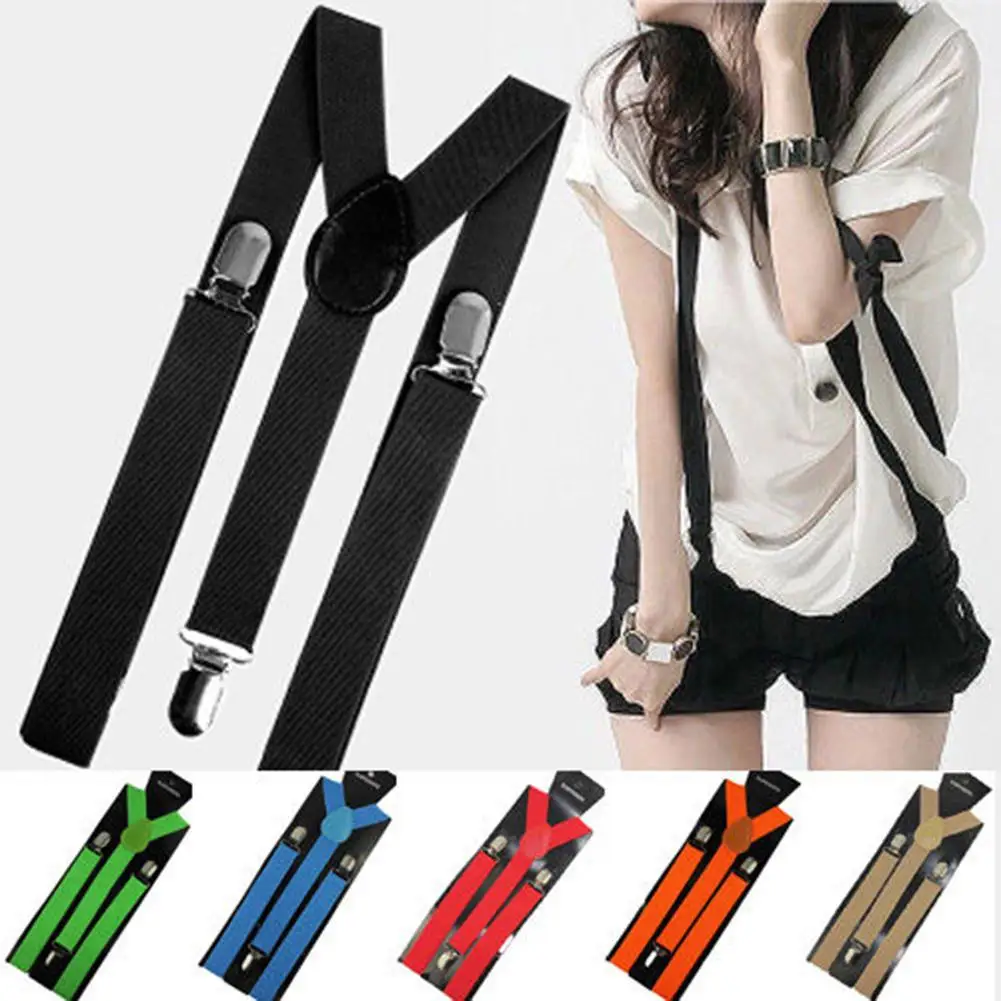 

Adjustable Braces Clip-on Suspenders Belt Elastic Y-Shape Pants Braces Straps Unisex Mens Womens Fully Colorful For Choose