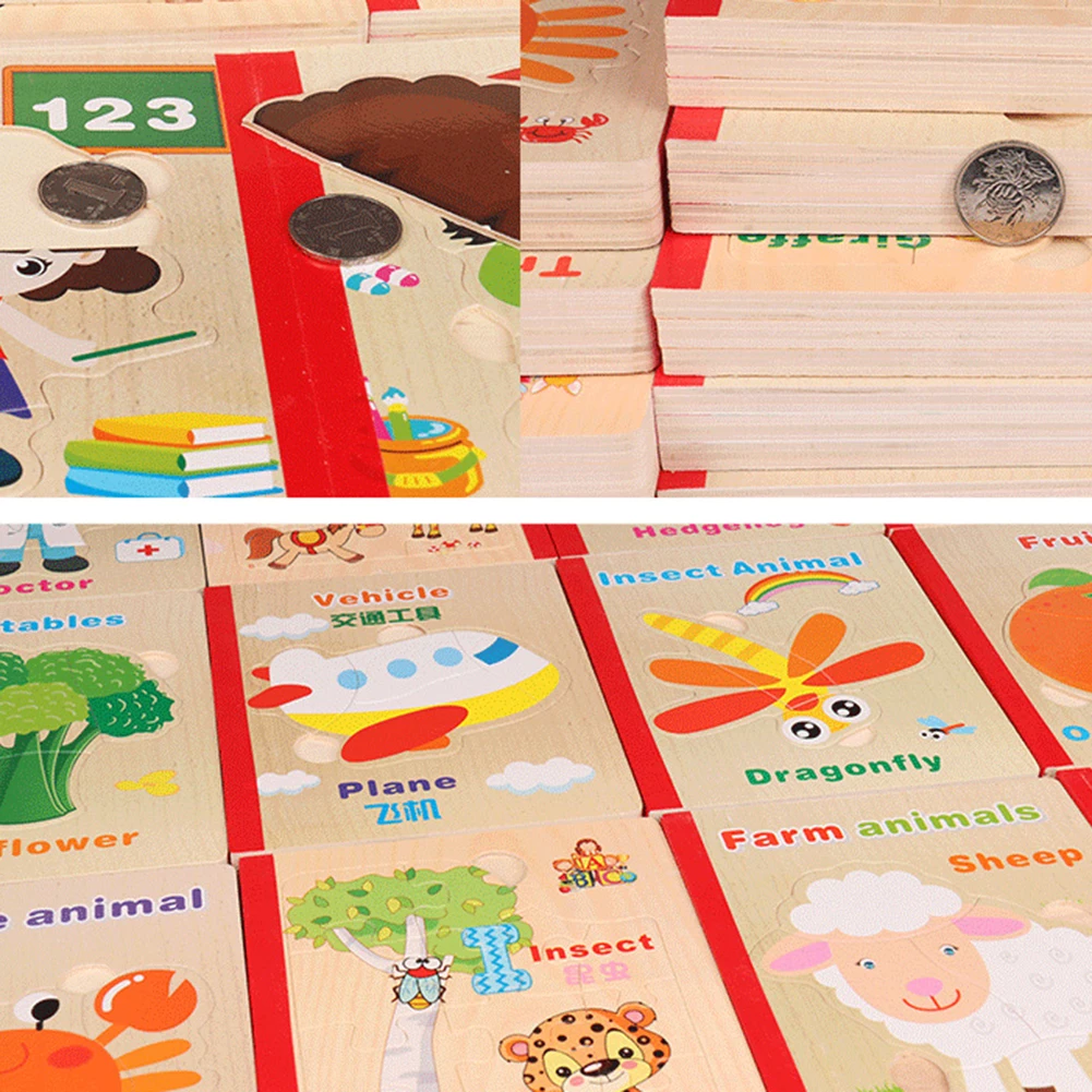 Деревянная Книжка-пазл 3D Магнитная математическая танграмма игрушки для мозга мультфильм шесть страниц интеллект Развивающая книжка головоломка для детей