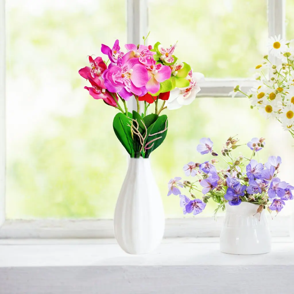 3 Heads Artificial Fake Butterfly Orchid Flower Bouquet Home Party Wedding Decor