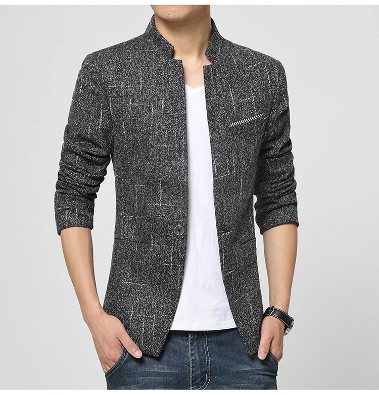 מוצר 2017 new men's high quality casual collarless Suit Blazers