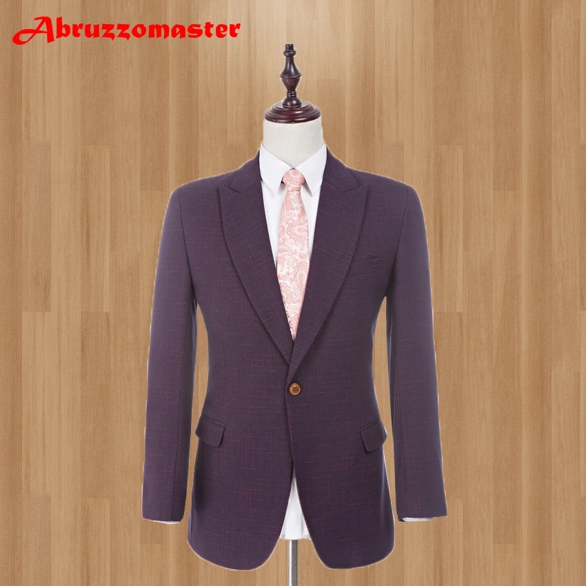 Brand Men Burgundy Wedding Suits Fashion Notched Lapel Mens Blue Tuxedo Two Buttons Men Suits (jacket + Vest + Pant)