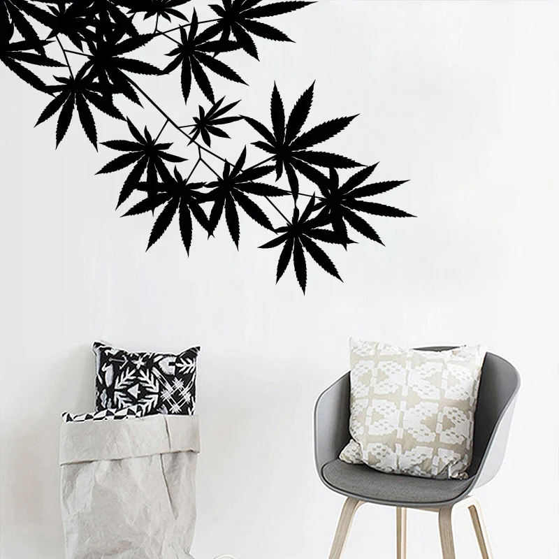 

Free Shipping tree leaf Maple Hemp leaves Vinyl Wall stickers for Kids Rooms Wall Art Decals Mural for living room Home decor