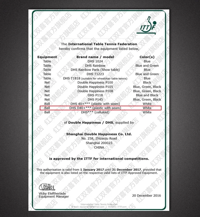 Description Picture 3 of itemDHS 3 Star D40+ Table Tennis Ball 3-STAR New Material ABS Seamed Poly Plastic Original DHS Ball 3 Star Ping Pong Balls