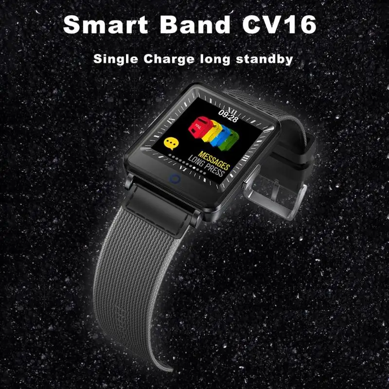 CV16 Bluetooth 4,0 водонепроницаемый IP67 сердечный ритм кровяное давление умный Браслет для деловых людей