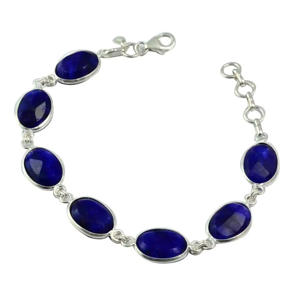 

NiaoZaiFei YunZaiKan Genuine Sapphire Bracelet 925 Sterling Silver,20.5 cm, MHBB0123