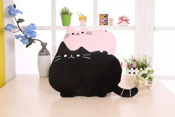 

40*30cm Kawaii Cat Pillow With Zipper Only Skin Without PP Cotton Biscuits Plush Animal Doll Toys Big Cushion Cover Peluche Gift