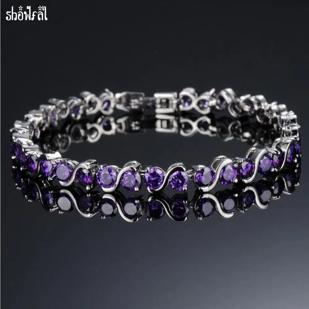 Кристаллы от Swarovski Блестящий Теннис браслет для Для женщин Роскошные ААА